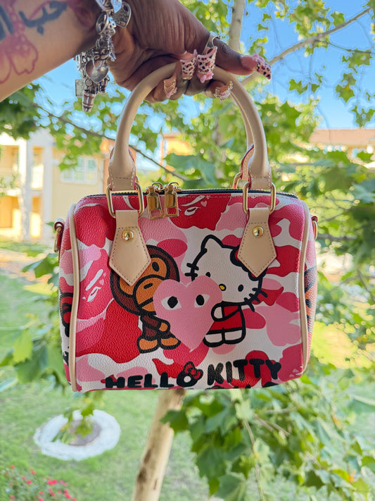 Pink hello kitty x bape pillow bag